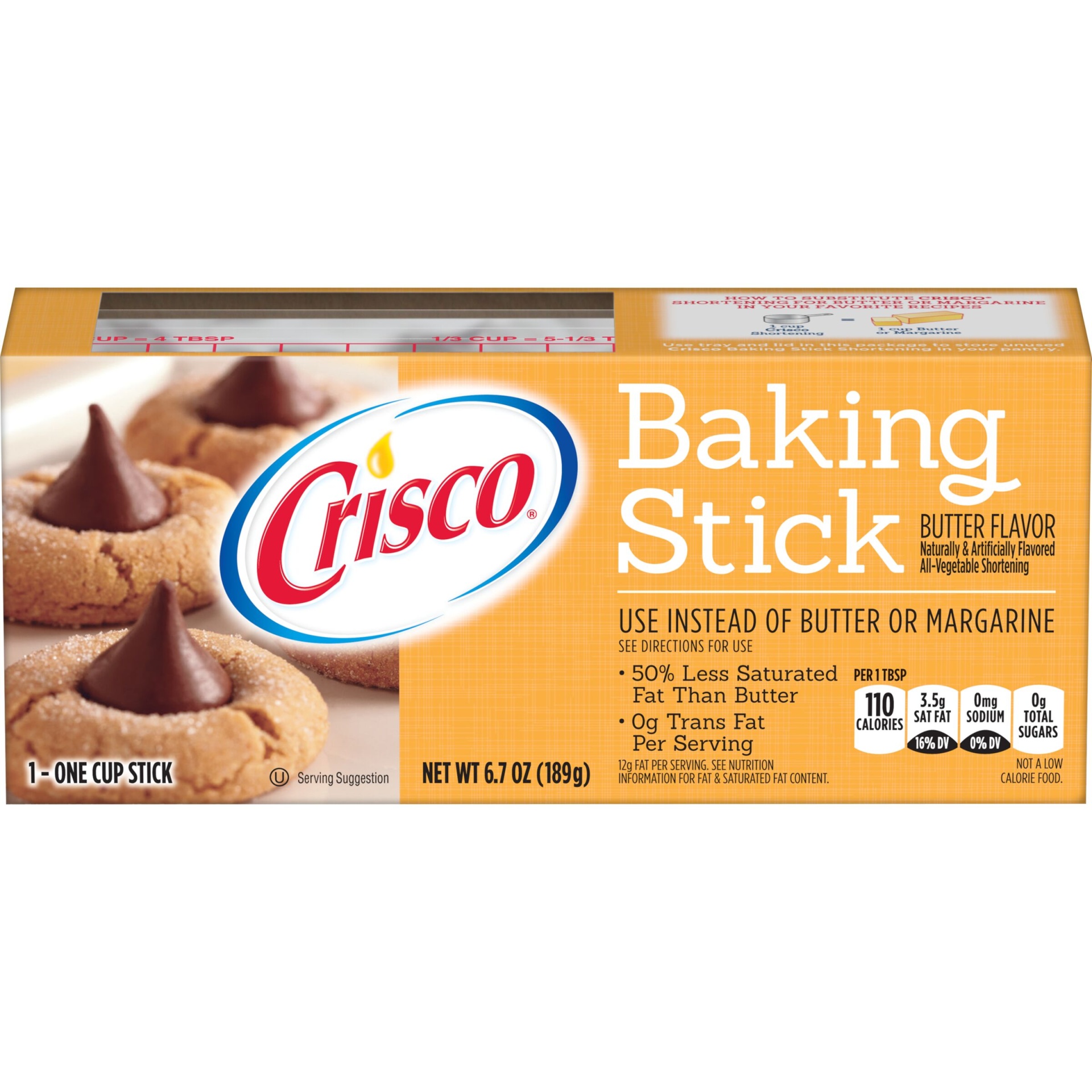 slide 1 of 1, Crisco Butter Flavored Baking Stick, 6.7 oz