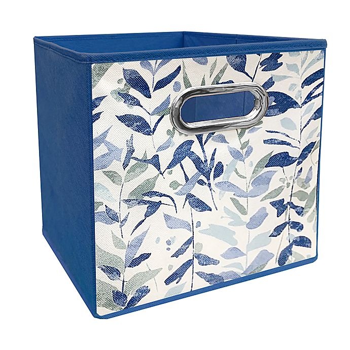 slide 1 of 1, Relaxed Living Fern Fields Collapsible Bin - Blue, 1 ct