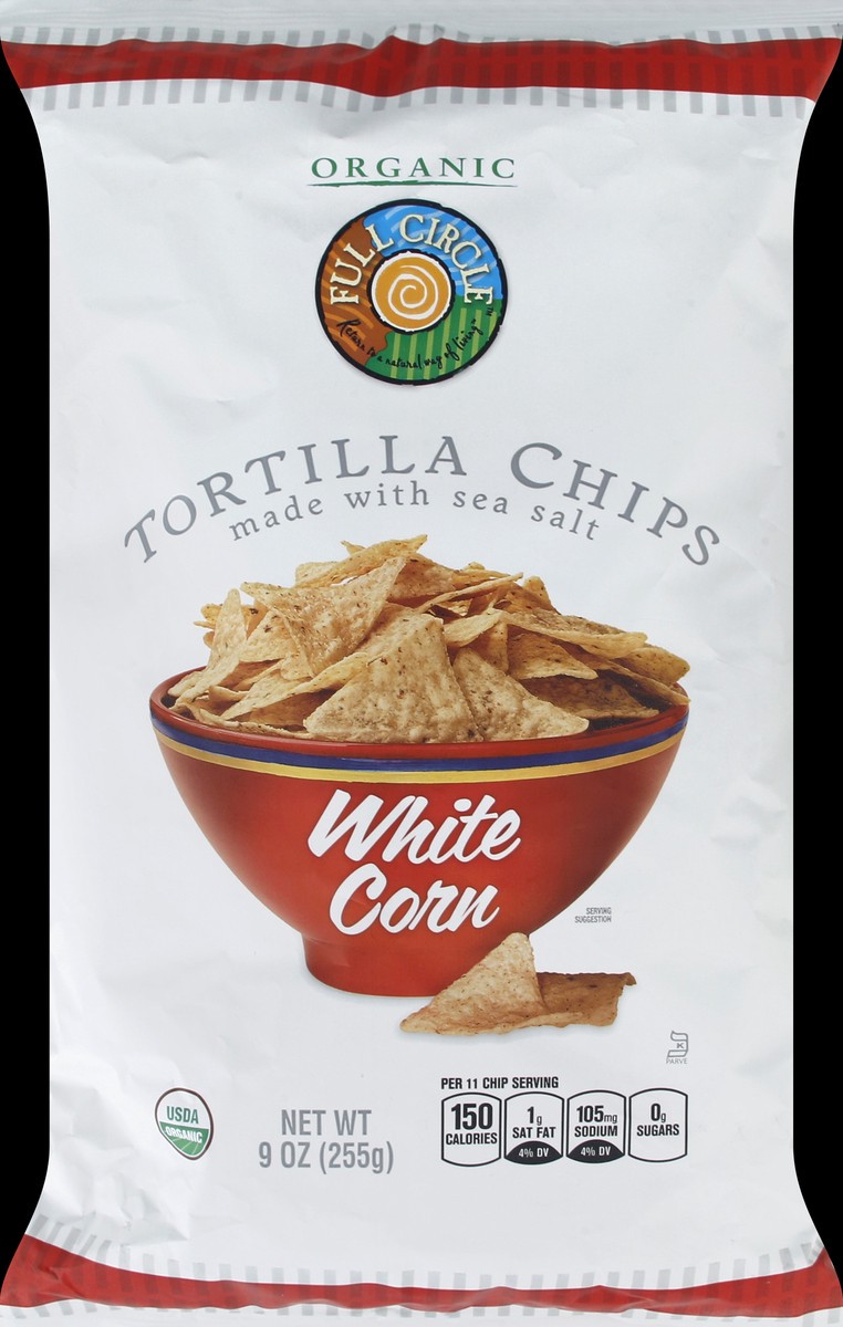 slide 4 of 6, Full Circle Tortilla Chips, White Corn, 9 oz