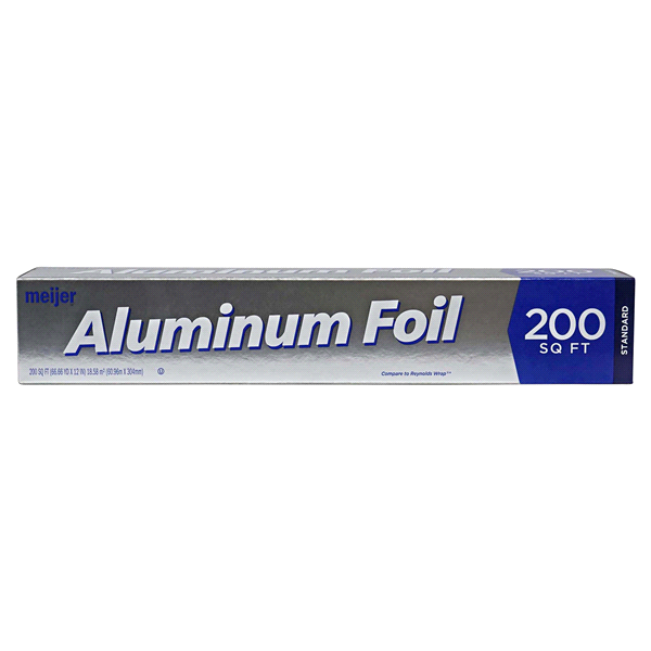 slide 1 of 1, Meijer 12'' Standard Aluminum Foil, 200 sq ft