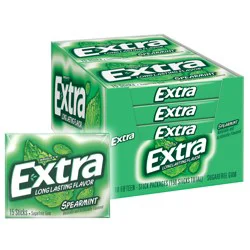 Extra Gum Spearmint Sugarfree Gum Bulk, Individually Wrapped, Perfect for Fresh Breath at School, Work, and Travel 15 Count, Pack of 10