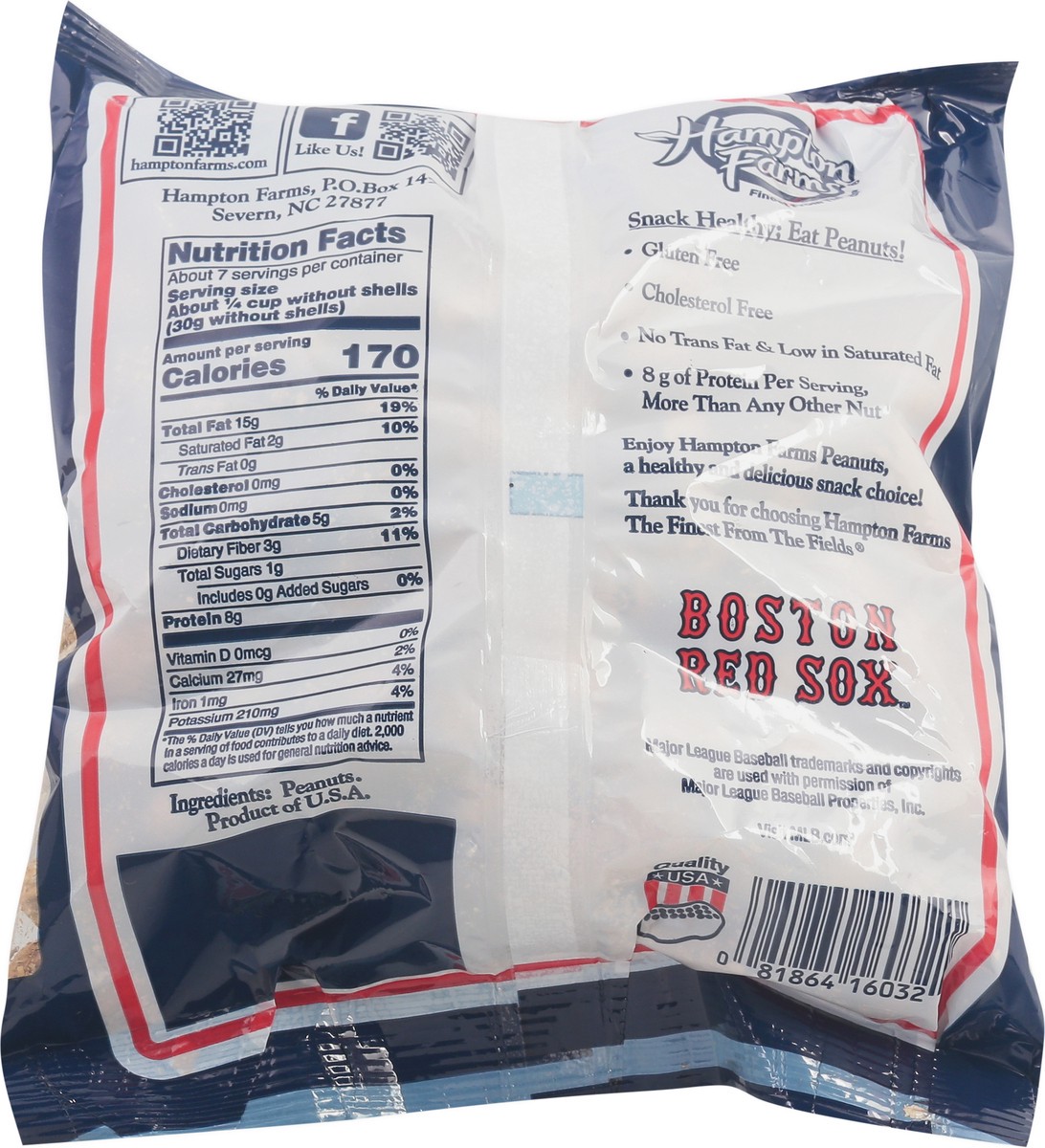 slide 10 of 11, Hampton Farms Boston Red Sox Roasted Peanuts - No Salt, 12 oz