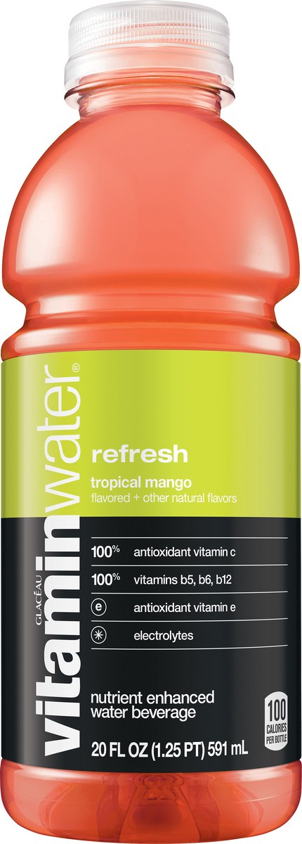 slide 8 of 8, vitaminwater Refresh Nutrient Enhanced Tropical Mango Water Beverage - 20 oz, 20 oz