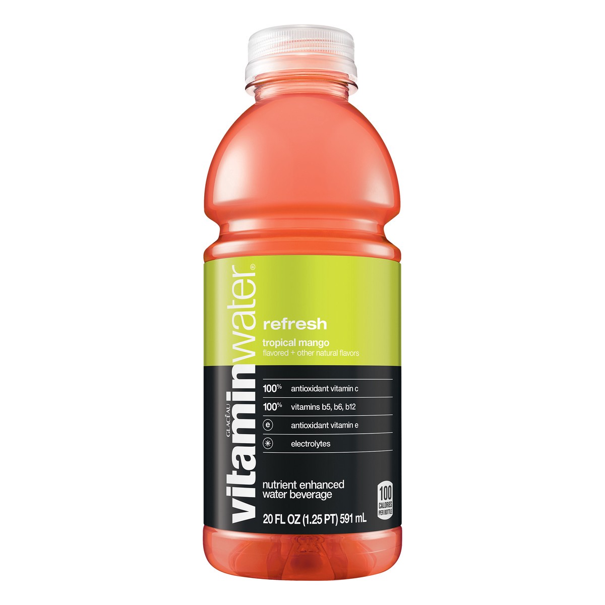 slide 2 of 8, vitaminwater Refresh Nutrient Enhanced Tropical Mango Water Beverage - 20 oz, 20 oz