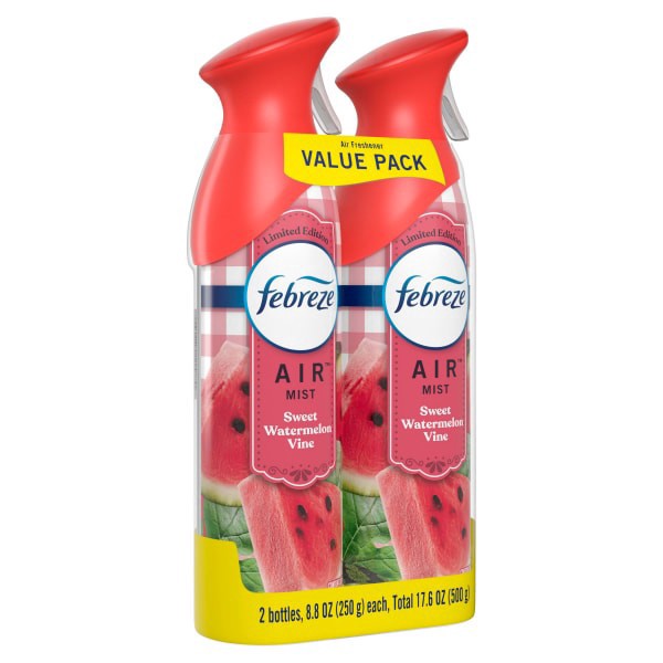 slide 13 of 29, Febreze Air Freshener Spray, Odor-Fighting Room Spray, Sweet Watermelon Vine Scent, 8.8oz, 2 Count, 2 ct