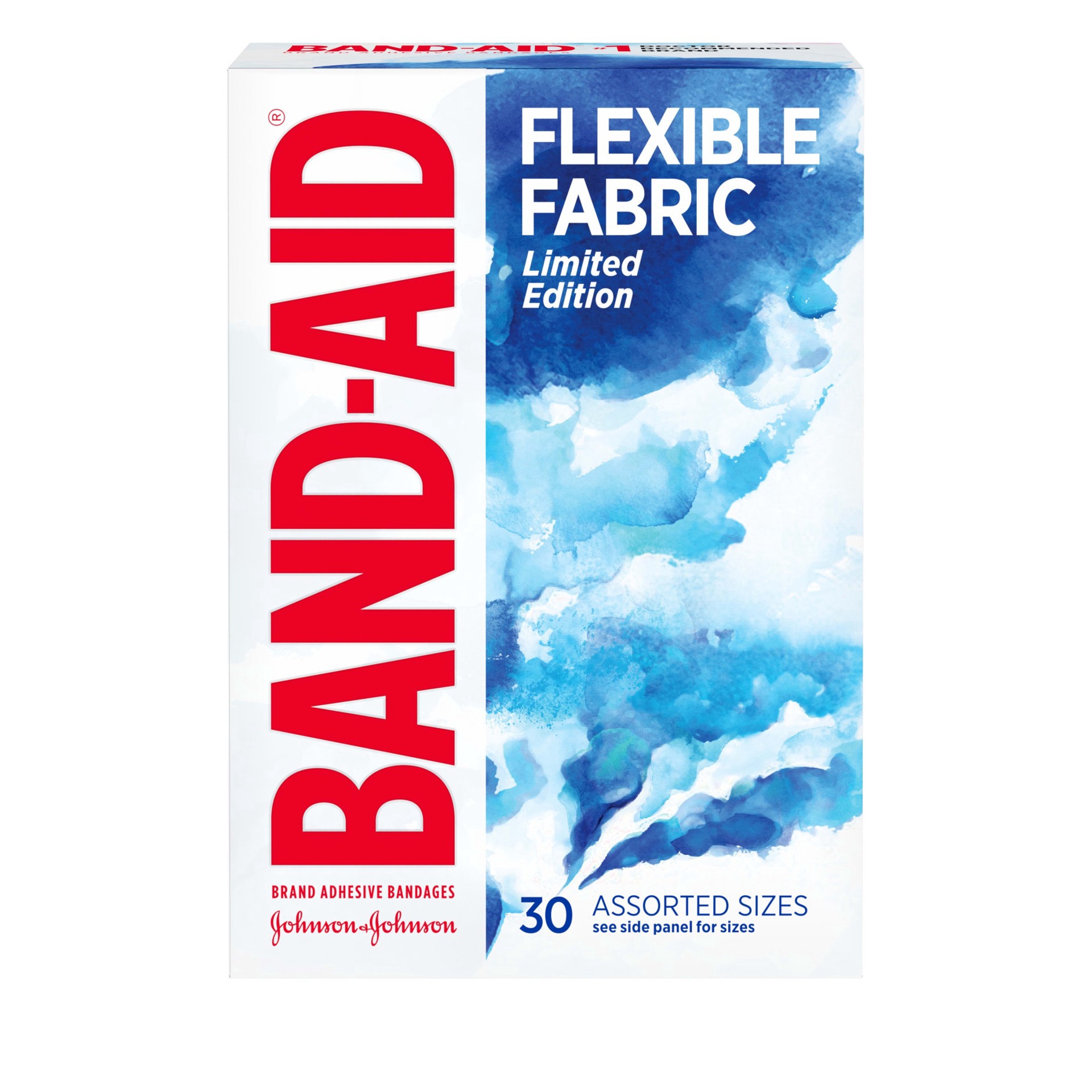 slide 1 of 1, BAND-AID Flexible Fabric Bandages, Water Color, Assorted, 30 ct, 30 ct