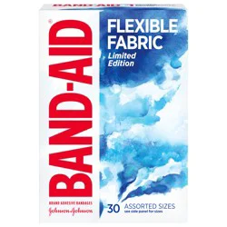 Band-Aid Brand Flexible Fabric Bandages, Water Color, Assorted, 30 ct