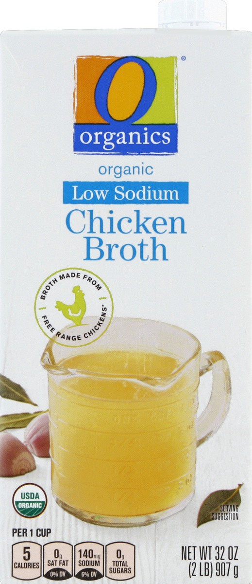 slide 2 of 4, O Organics Organic Low Sodium Broth Chicken, 32 oz