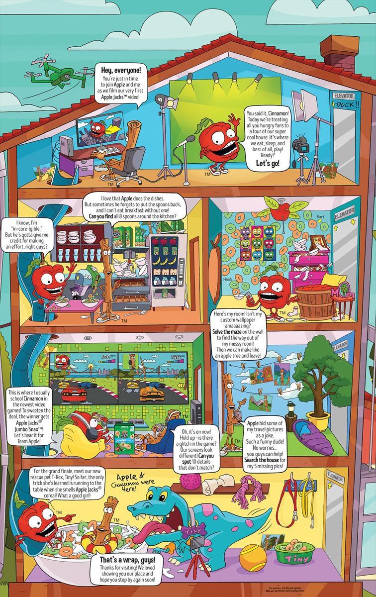 slide 2 of 8, Apple Jacks Kellogg's Apple Jacks Breakfast Cereal, 8 Vitamins and Minerals, Kids Snacks, Large Size, Original, (1 Box) - 14.7 oz, 14.7 oz