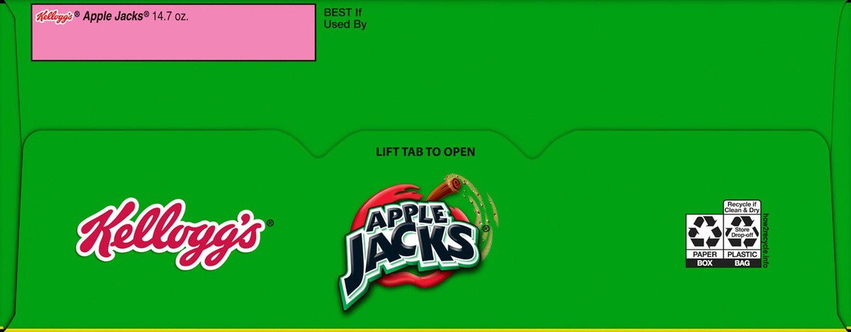 slide 3 of 8, Apple Jacks Kellogg's Apple Jacks Breakfast Cereal, 8 Vitamins and Minerals, Kids Snacks, Large Size, Original, (1 Box) - 14.7 oz, 14.7 oz