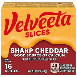Velveeta Sharp Cheddar Cheese Slices 16 ea