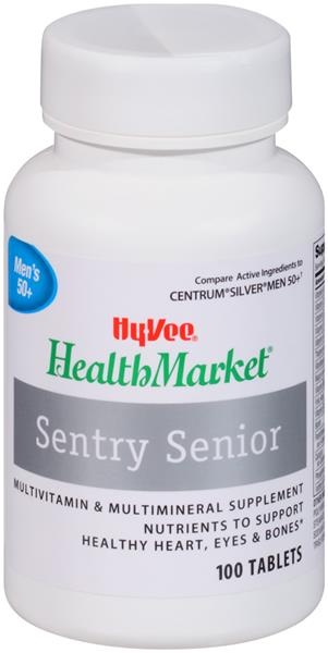 slide 1 of 1, Hy-Vee Health Market Sentry Senior Multivitamin & Multimineral Supplement Tablets, 100 ct