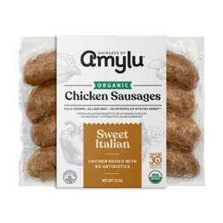 Amylu Foods Organic Sweet Italian Chicken Sausages 12 oz