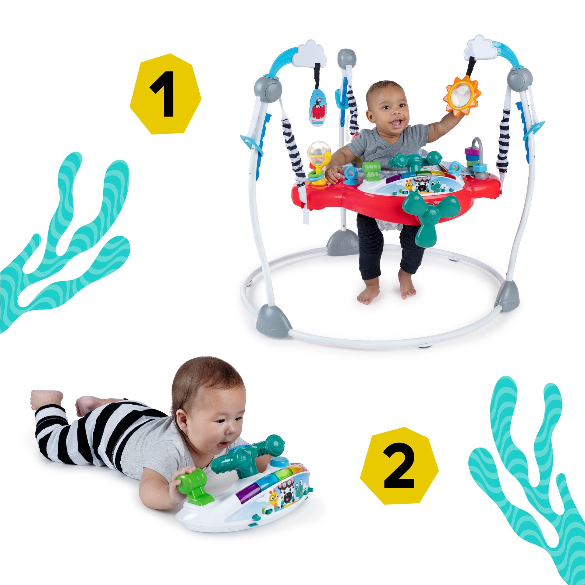 slide 5 of 9, Baby Einstein Ocean Explorers Airplane Adventure 2-in-1 Activity Jumper, Ages 6+ months, 1 ct