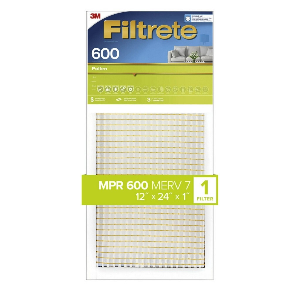 slide 2 of 6, Filtrete 12x24x1 Pollen Air Filter 600 MPR, 1 ct