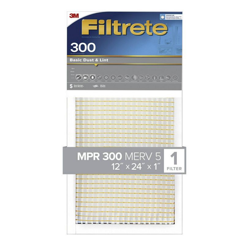 slide 2 of 6, Filtrete 12x24x1 Basic Dust and Lint Air Filter 300 MPR, 1 ct