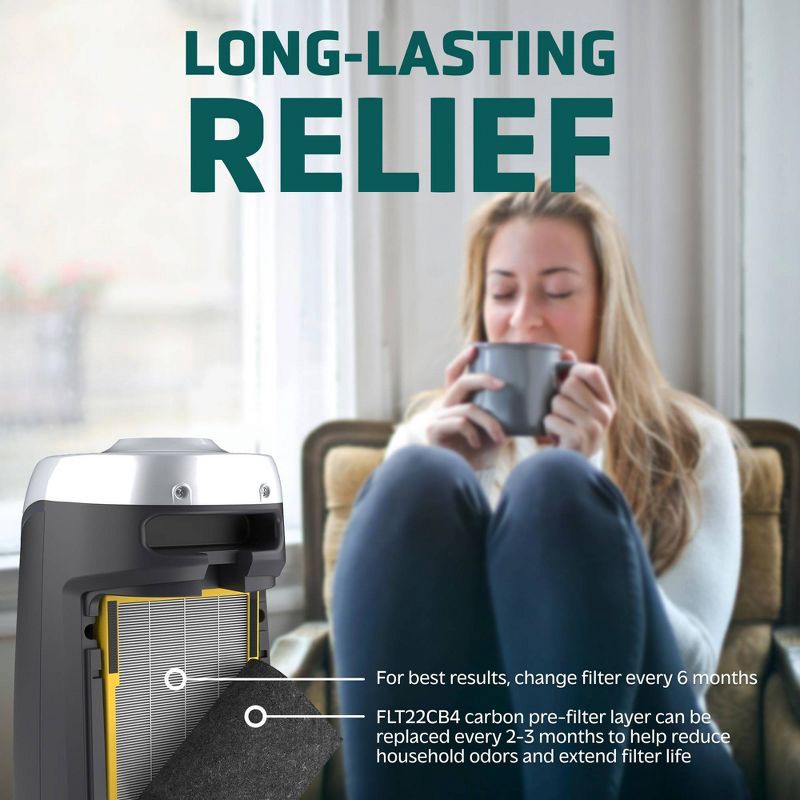 slide 5 of 8, Germ Guardian GermGuardian FLT4825 HEPA GENUINE Replacement Filter B Air Purifiers for AC4300/AC4800/AC4900/CDAP4500/AP2200 Series Gray: True HEPA, Carbon Filter, 1 ct