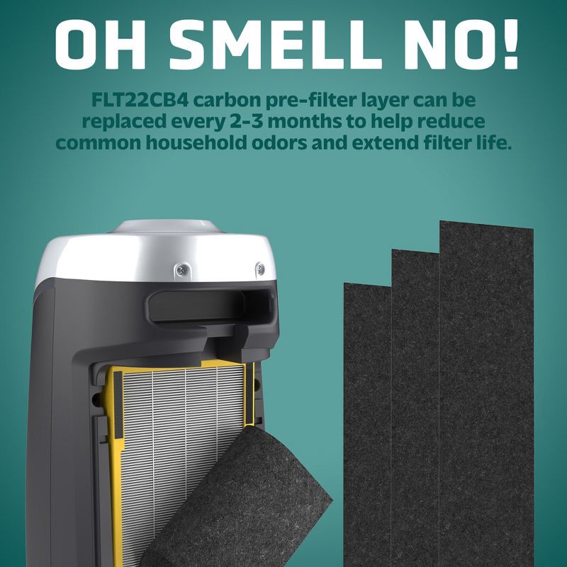 slide 6 of 8, Germ Guardian GermGuardian FLT4825 HEPA GENUINE Replacement Filter B Air Purifiers for AC4300/AC4800/AC4900/CDAP4500/AP2200 Series Gray: True HEPA, Carbon Filter, 1 ct