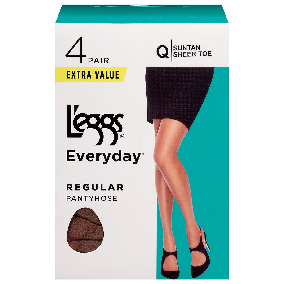 slide 1 of 9, L'eggs Everyday Suntan Regular Pantyhose Q Extra Value 4 ea, 4 ct