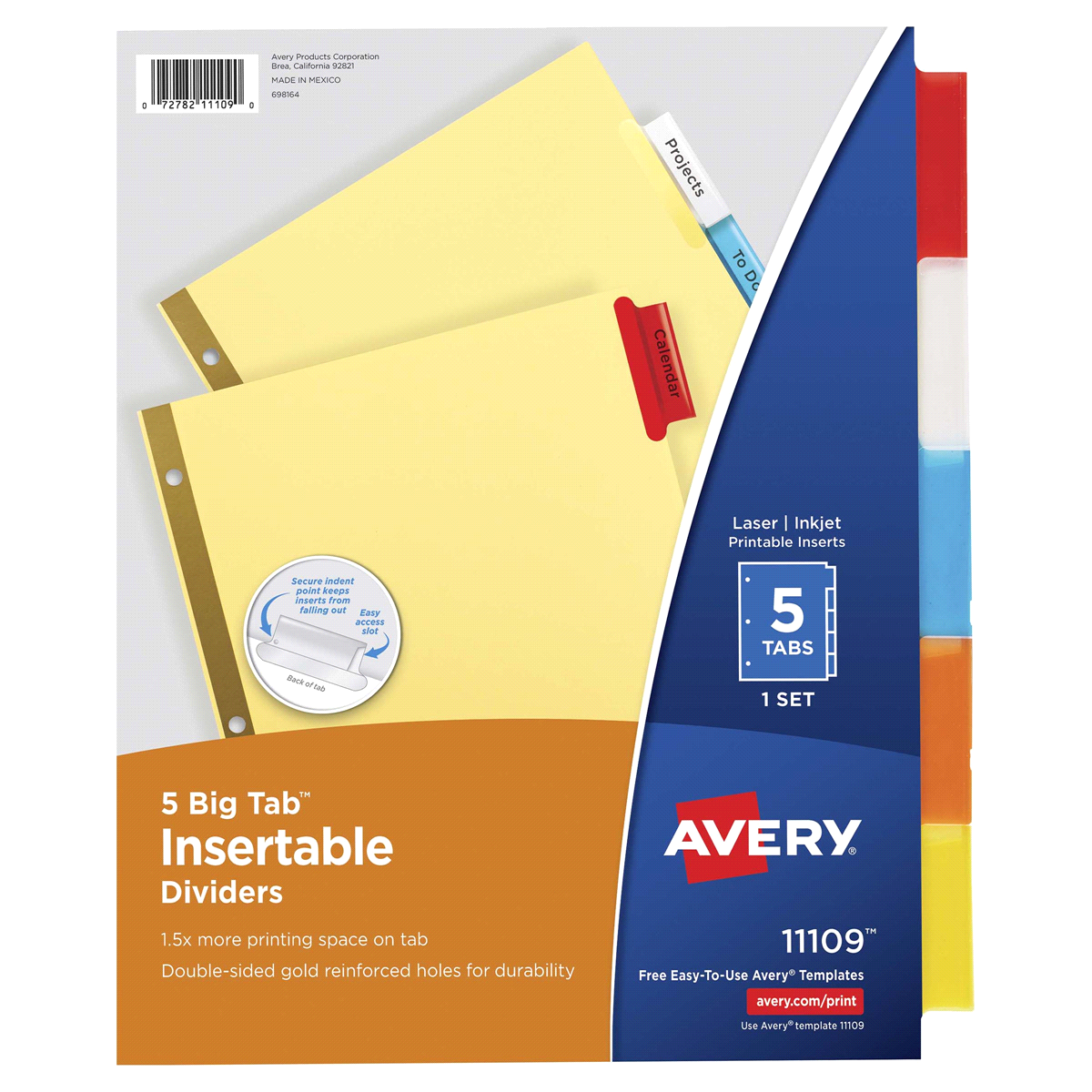 slide 1 of 1, Avery Advantages Big Tab Insertable Divider - 5 Pack, 5 ct