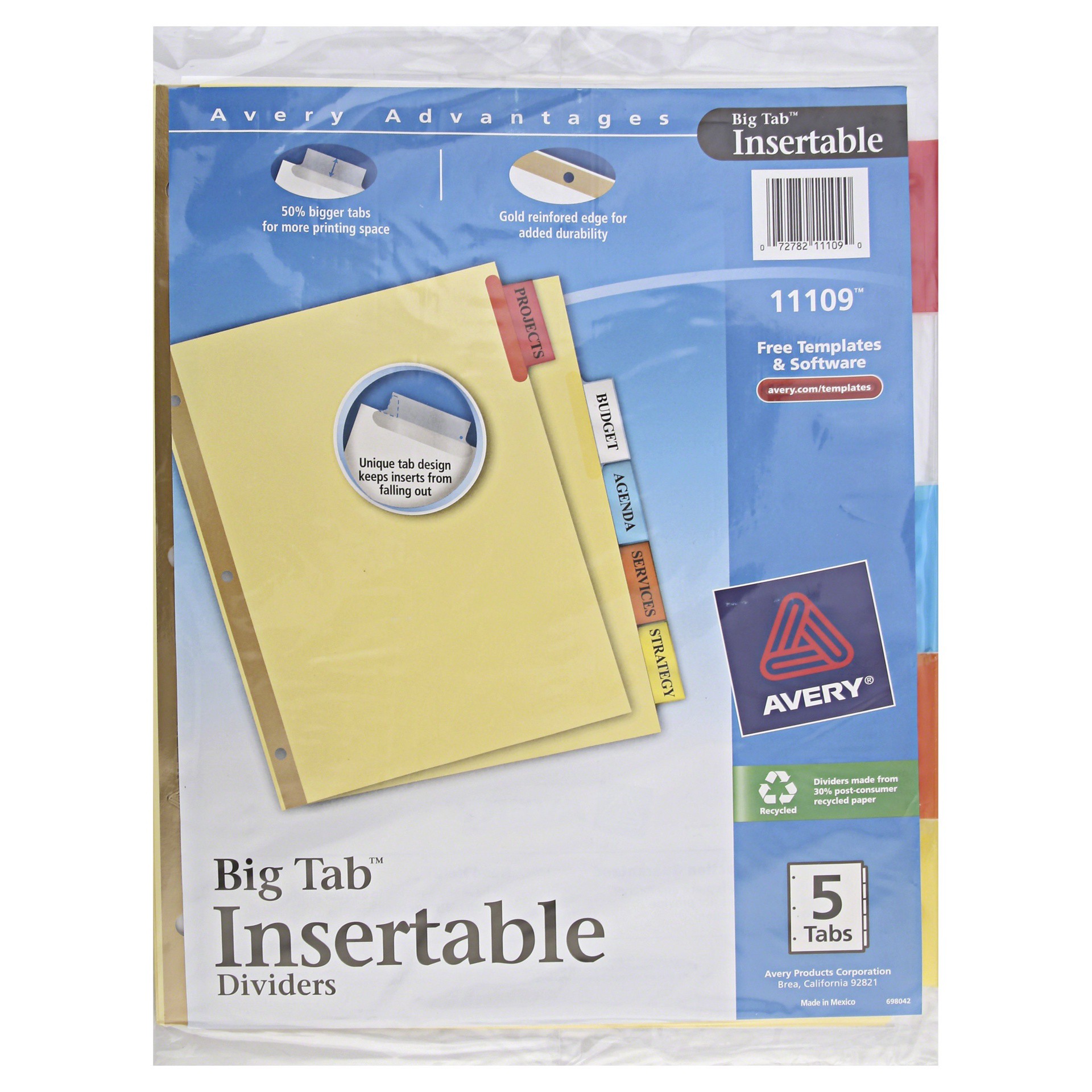 slide 1 of 1, Avery Advantages Big Tab Insertable Divider - 5 Pack, 5 ct