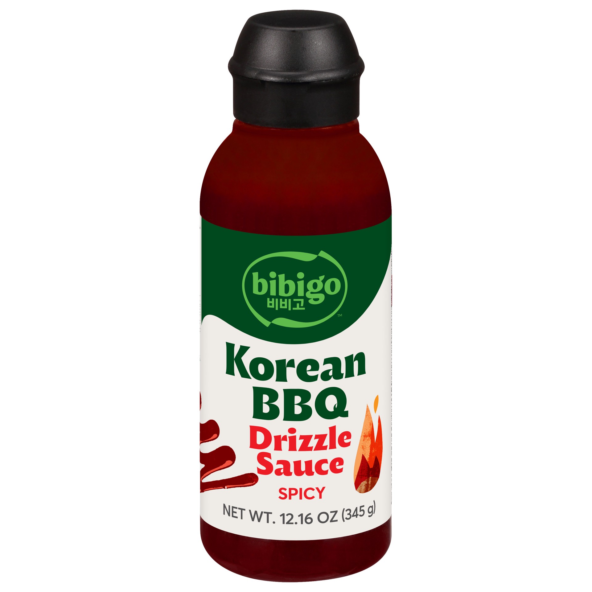 slide 1 of 9, Bibigo Spicy Korean BBQ Drizzle Hot Sauce, 12.16 oz
