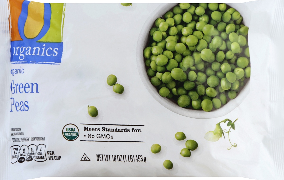 slide 4 of 7, O Organics Organic Peas Green, 16 oz