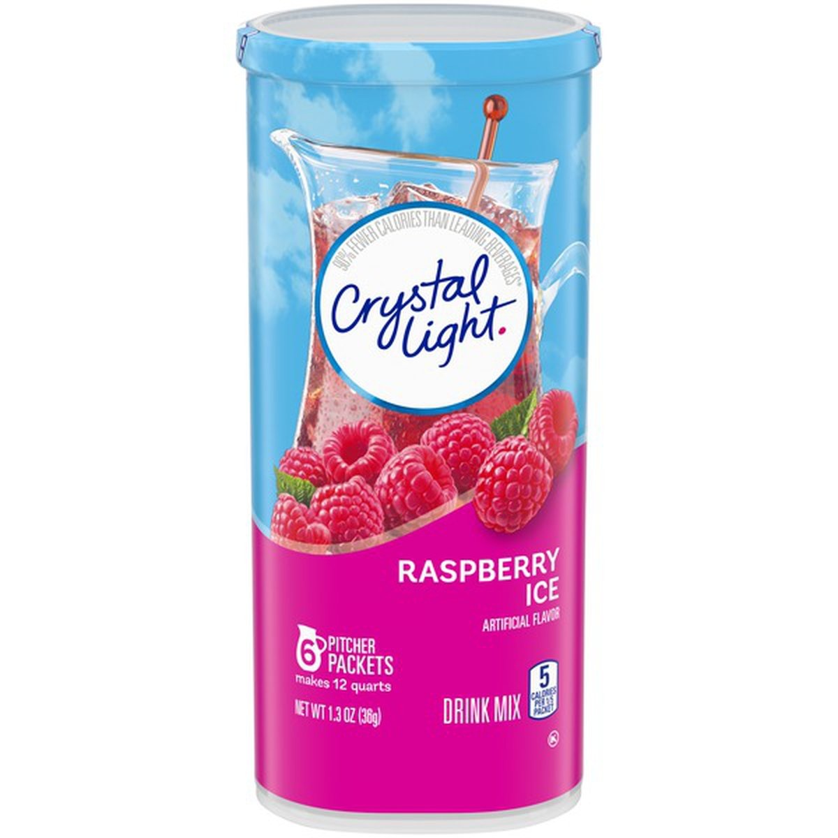 slide 1 of 1, Crystal Light Raspberry Ice Artificially Flavored Powdered Drink Mix, 6 ct 1.3 oz