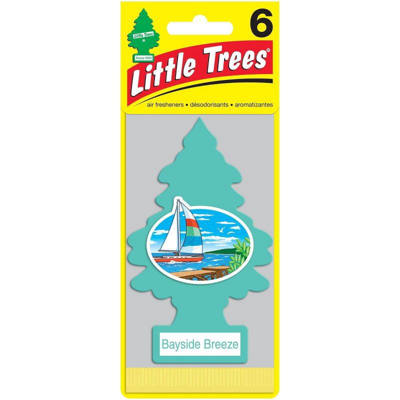 slide 1 of 4, Little Trees Bayside Breeze Air Freshener 6pk, 6 ct