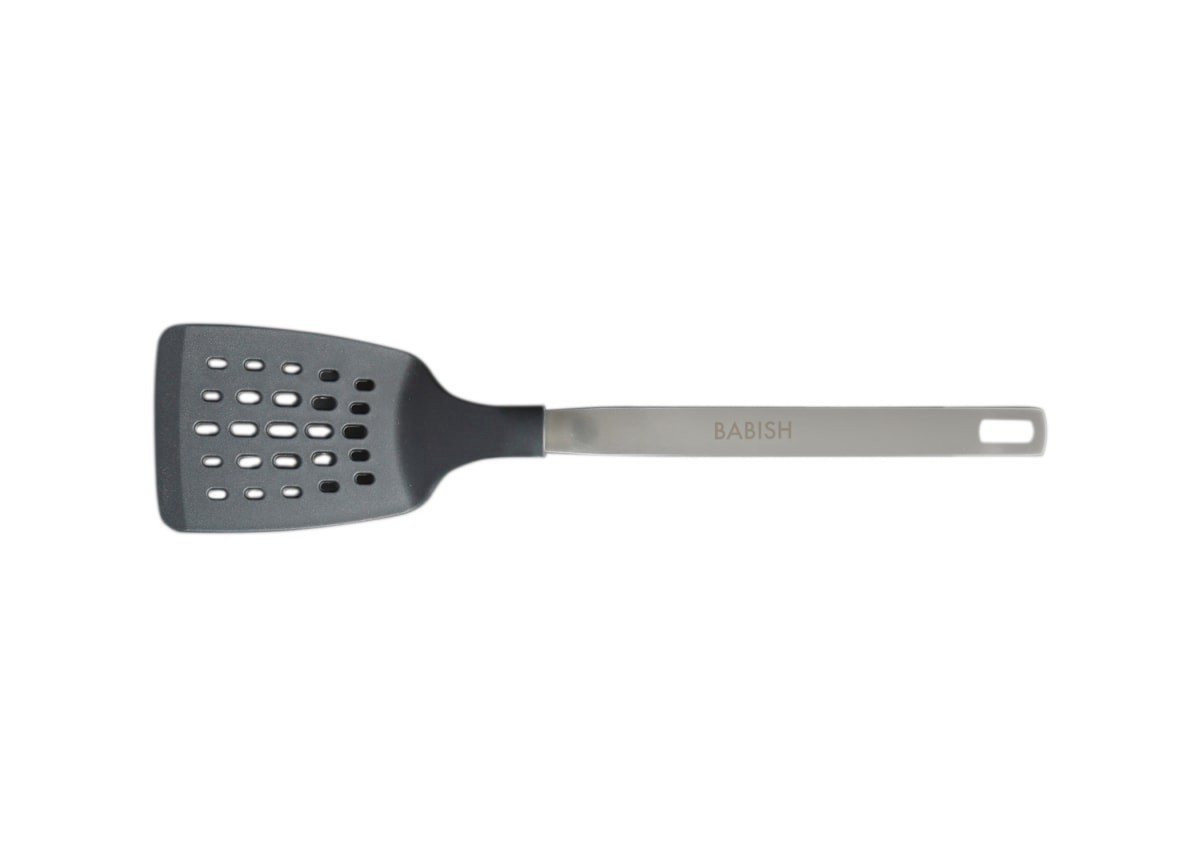 slide 1 of 1, BWB Stainless Slotted Nylon Spatula, 1 ct