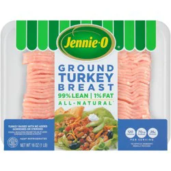 JENNIE-O Ground Turkey Breast 99% Lean / 1% Fat - 1 lb. tray