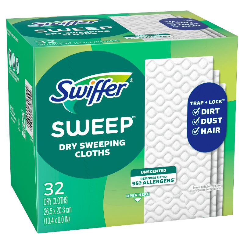 slide 10 of 12, Swiffer Sweeper Dry Pads Sweeping Cloths - Unscented - 32ct, 32 ct