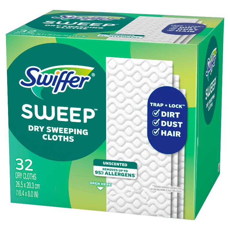 slide 11 of 12, Swiffer Sweeper Dry Pads Sweeping Cloths - Unscented - 32ct, 32 ct