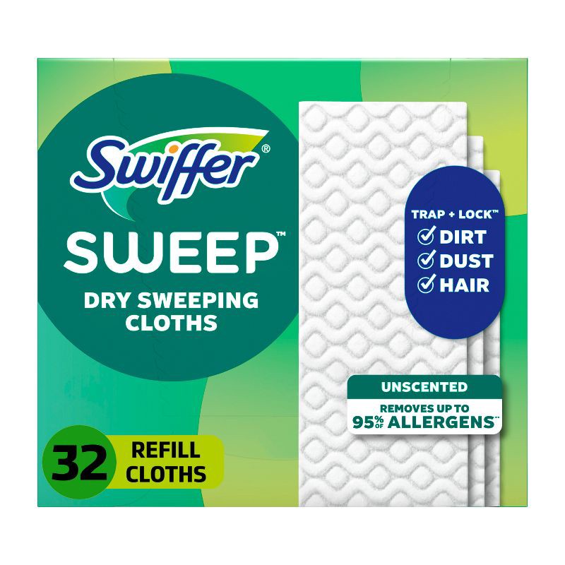 slide 1 of 12, Swiffer Sweeper Dry Pads Sweeping Cloths - Unscented - 32ct, 32 ct