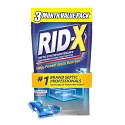 Rid-X Septic System Maintenance Powder Pacs - 3.2oz: Box, Toilet, Porcelain, Removes Soil