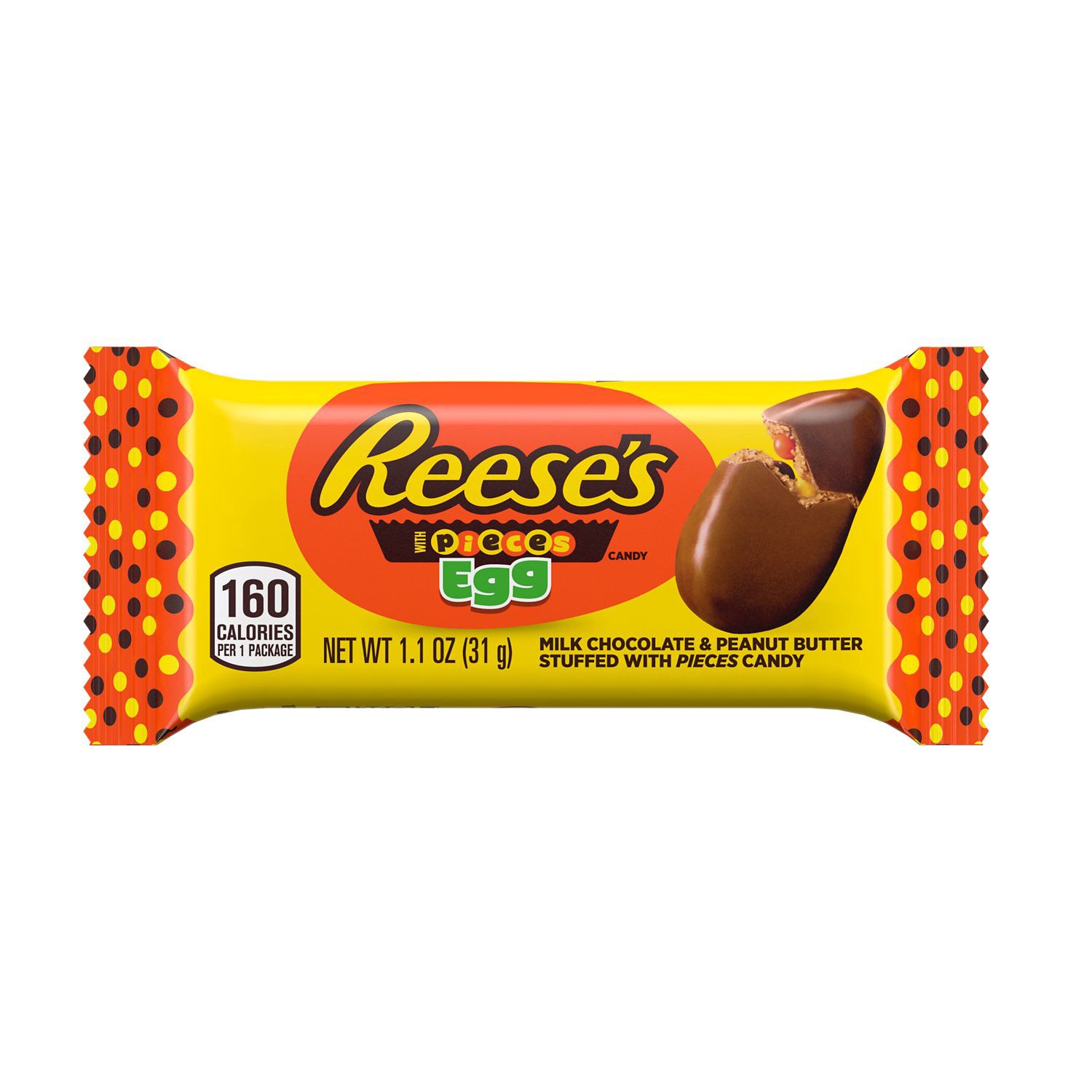 slide 3 of 4, Reese's STUFFED WITH PIECES Milk Chocolate Peanut Butter Eggs Candy, 1.1 oz, Packs (6 Count), 1.1 oz