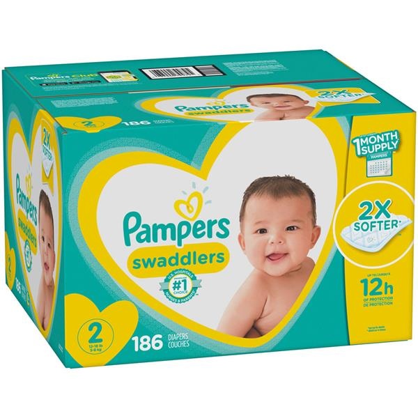 slide 1 of 1, Pampers Swaddlers Diapers Size 2, 186 ct