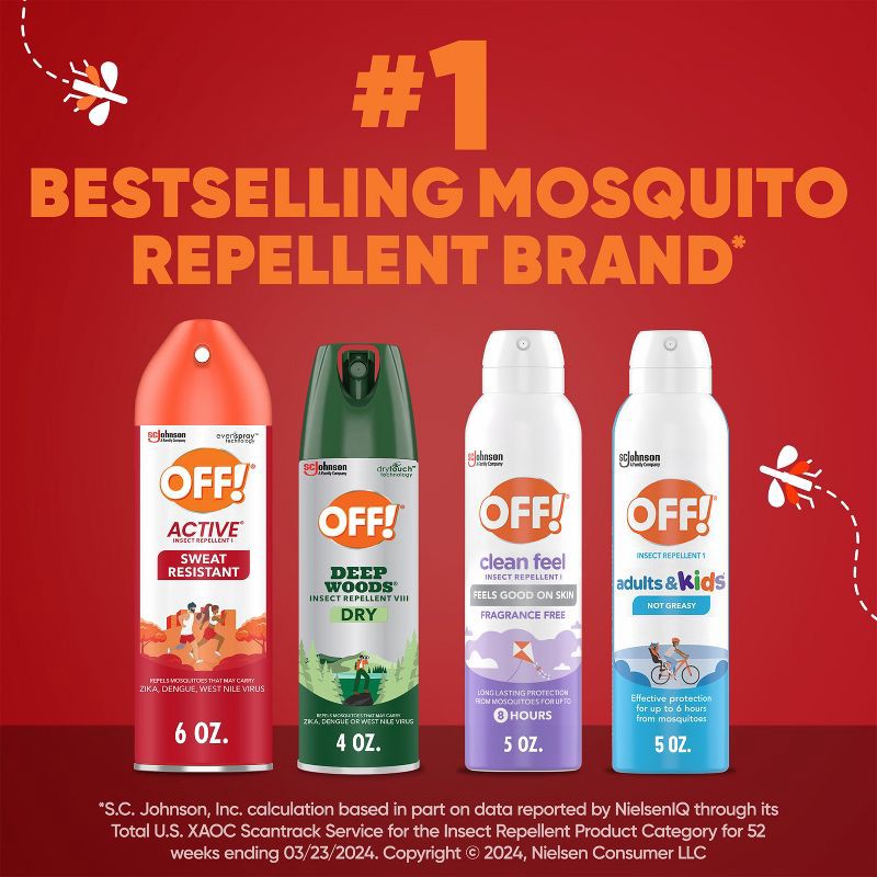 slide 9 of 13, OFF! Active Mosquito Repellent Bug Spray 15% DEET - 2ct/ 6oz each, 2 ct; 6 oz