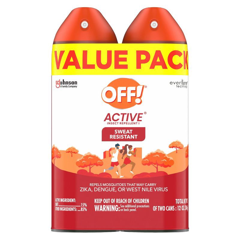 slide 10 of 13, OFF! Active Mosquito Repellent Bug Spray 15% DEET - 2ct/ 6oz each, 2 ct; 6 oz