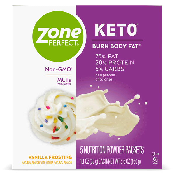 slide 1 of 1, Zone Perfect Keto Vanilla Frosting Nutrition Powder, 5 ct; 1.1 oz