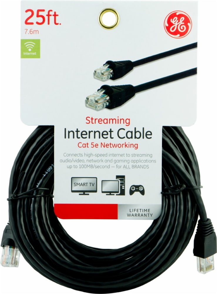 slide 1 of 1, GE Ge Streaming Internet Cat 5E Networking Cable - Black, 1 ct