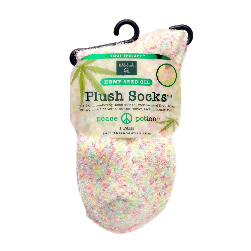slide 1 of 2, Earth Therapeutics Aloe Socks Peach Confetti Hemp Oil, 1 pair