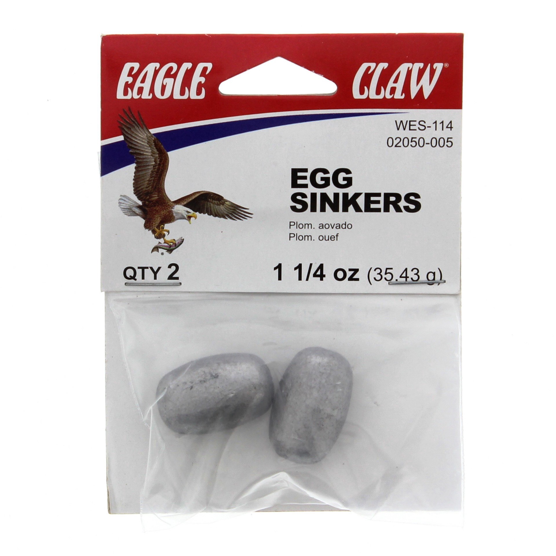 slide 1 of 1, Eagle Claw 1 1/4 OZ Egg Sinkers, 2 ct