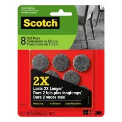 Scotch 8pk Heavy Duty Felt Pads 1" diameter Gray