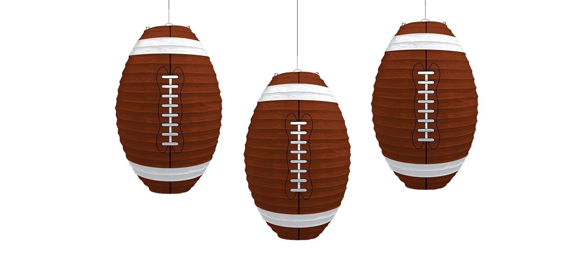 slide 1 of 1, Party City Football Paper Lanterns, 3 ct