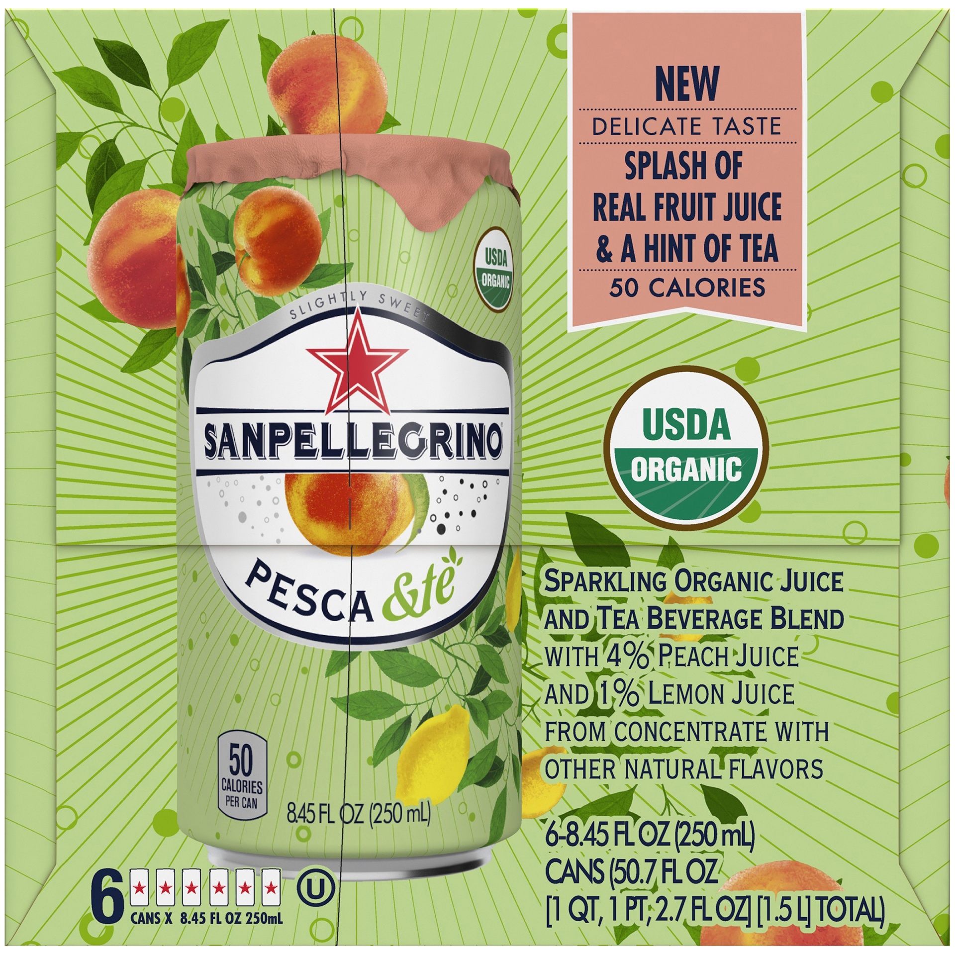 slide 4 of 6, San Pellegrino Pesca & Te Cans - 50.7 fl oz, 50.7 fl oz