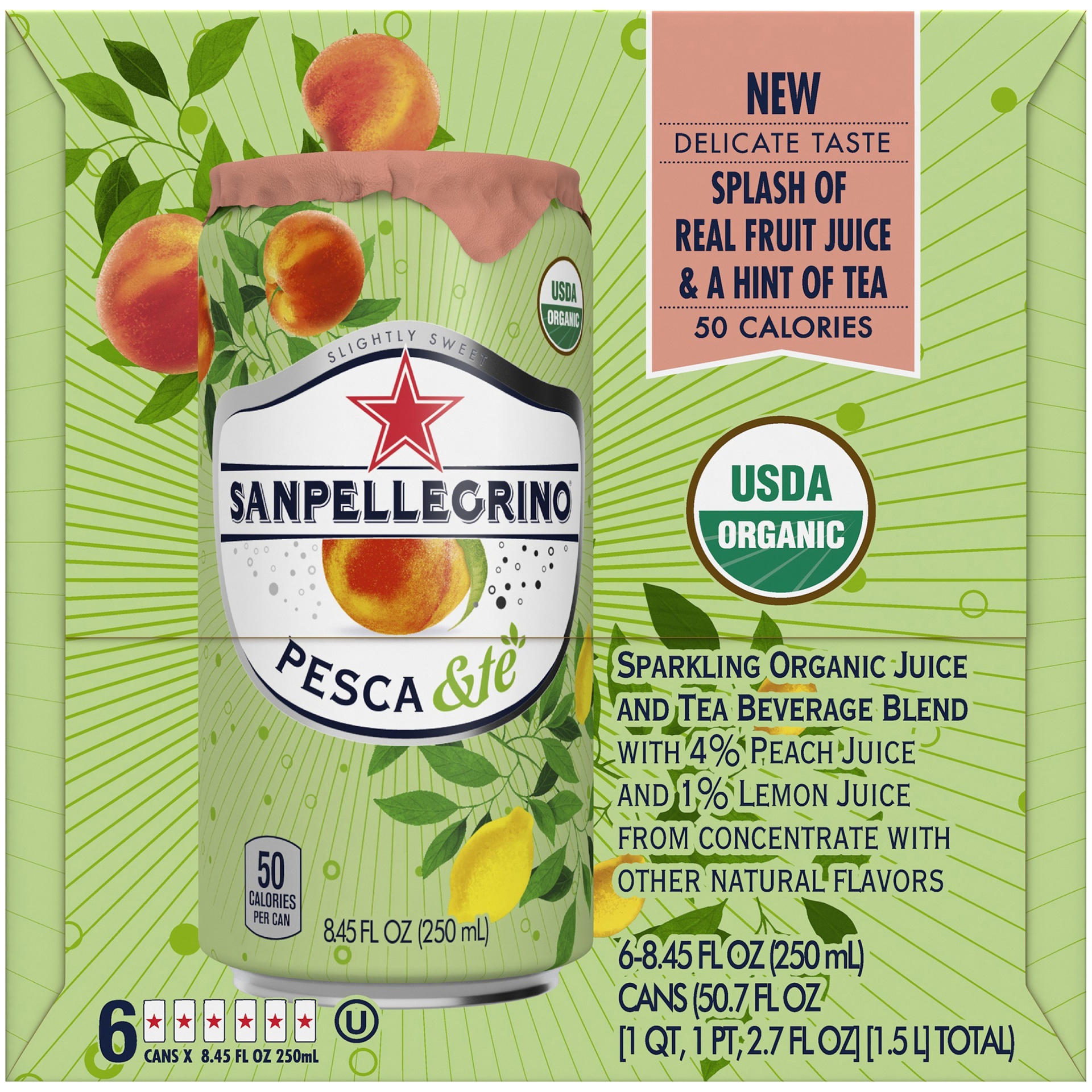 slide 6 of 6, San Pellegrino Pesca & Te Cans - 50.7 fl oz, 50.7 fl oz