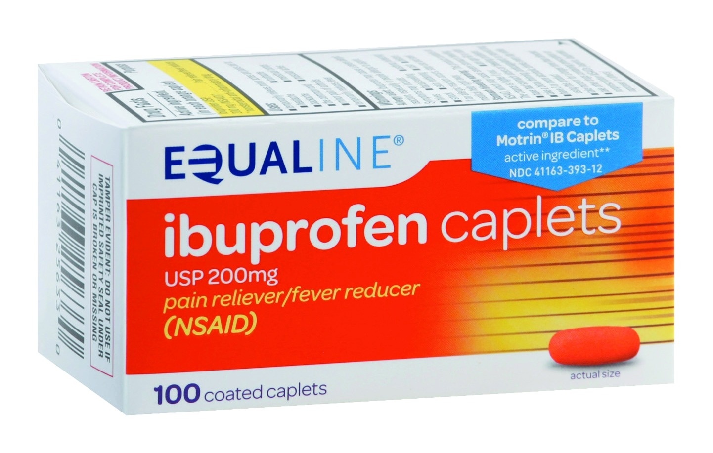 slide 1 of 1, Equaline Ibuprofen Coated Caplet, 100 ct