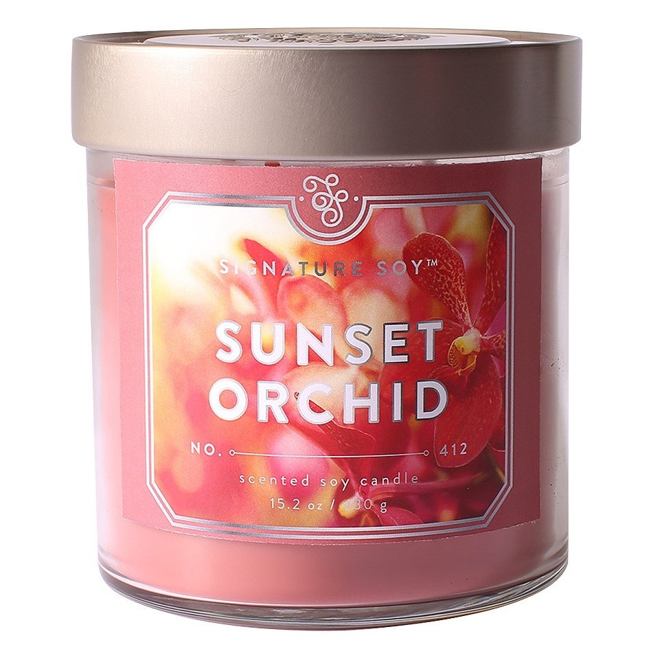 slide 1 of 1, Signature Soy Large Jar 2-Wick Candle Sunset Orchid, 15.2 oz
