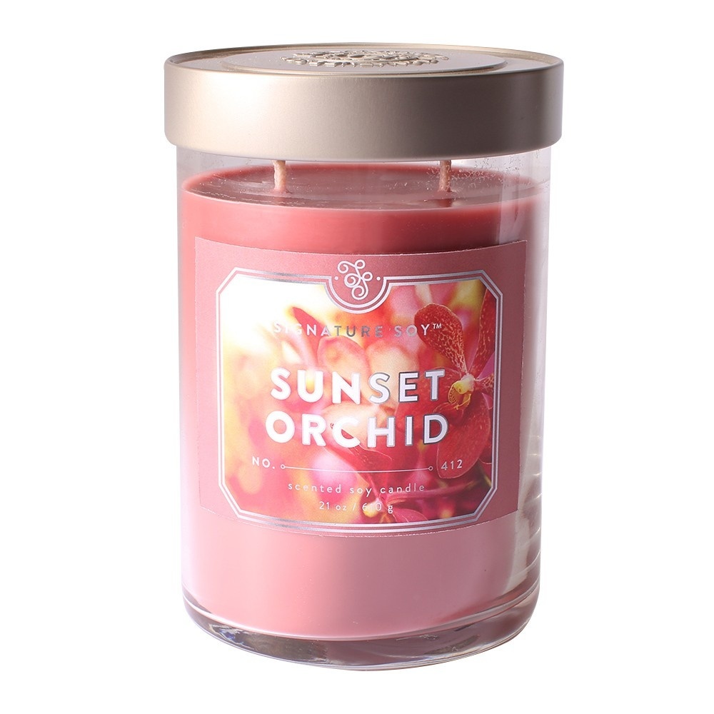 slide 1 of 1, Signature Soy Jar 2-Wick Candle Sunset Orchid, 21 oz; XL